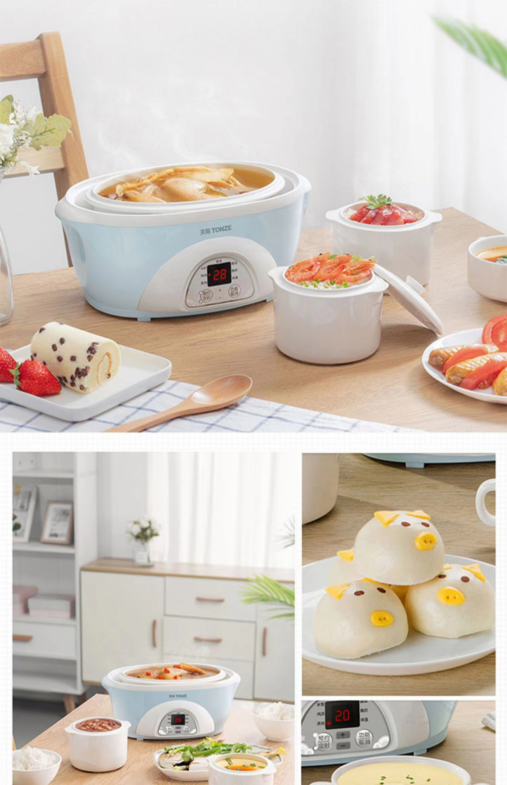 China Tonze Crock Pot with Double Insulation Cup Manufacturer and Supplier